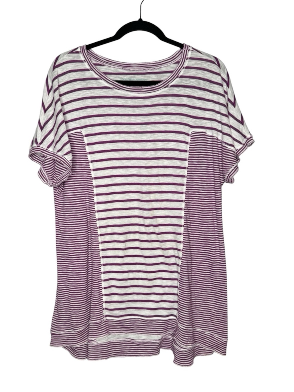 Soft surroundings striped tunic short sleeve top boho Lagenlook casual beach